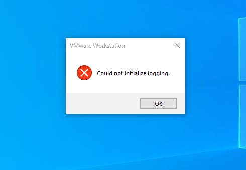 Vmware Workstation Could Not Initialize Logging