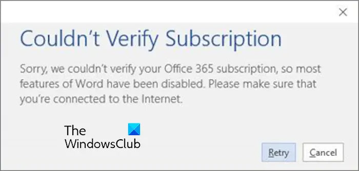 Microsoft Word Can’t Verify Subscription
