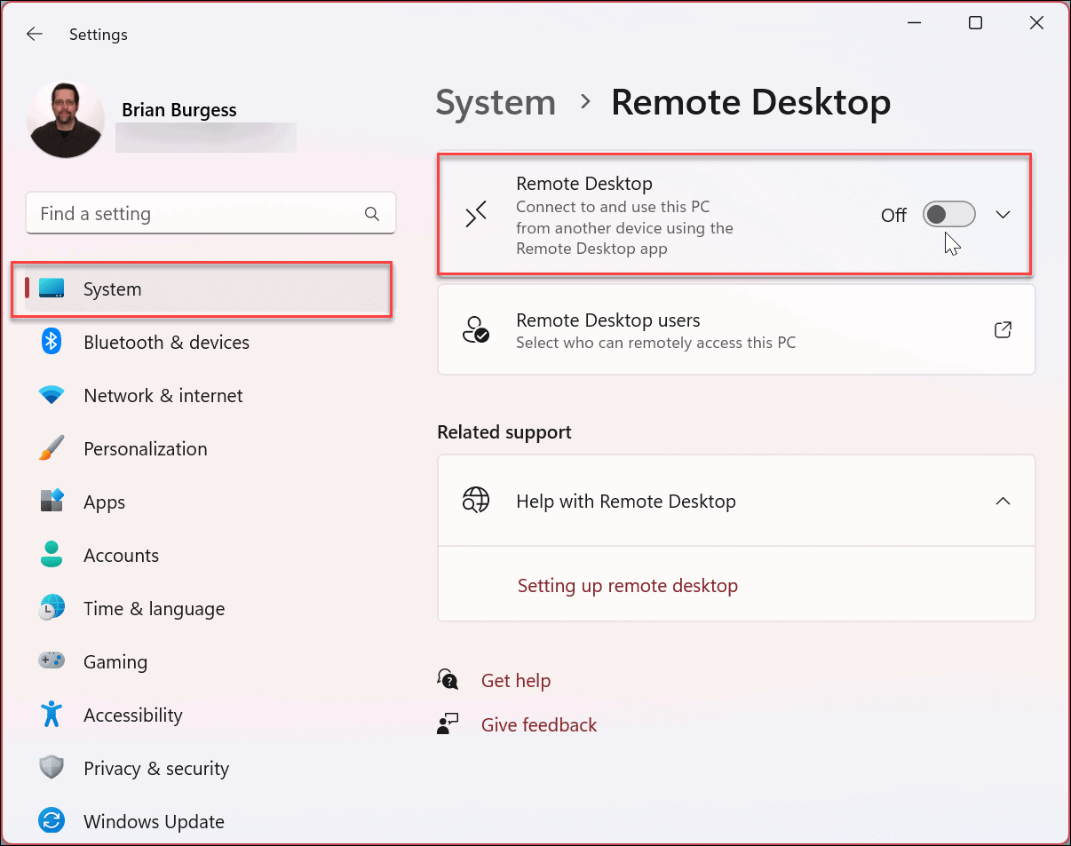 Disable Remote Access Windows 11