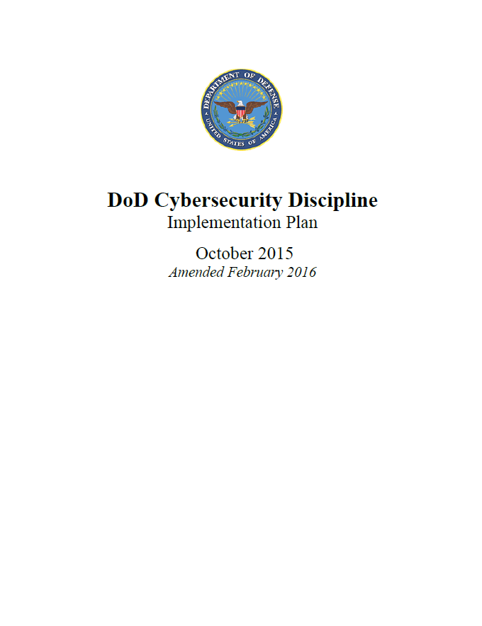 Security Guide Dod DOD Cybersecurity Discipline Implementation Plan