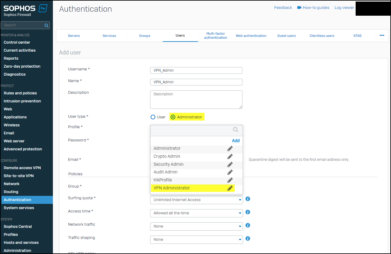 How To Create Admin User In Sophos Xg Firewall