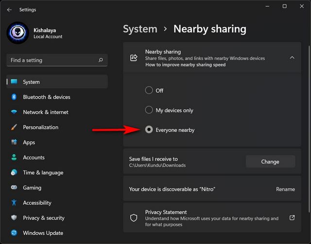 How To Nearby Share Windows 11 To PC