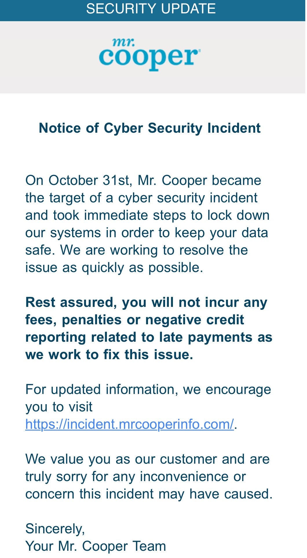 Mr Cooper Cybersecurity Incident Report
