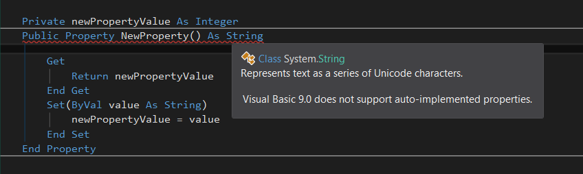 Visual Basic 12.0 Does Not Support Readonly Auto Implemented Properties