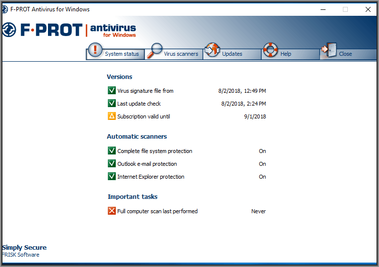 F Prot Antivirus For Windows