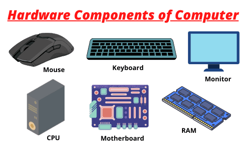 Name 3 Computer Hardware Components