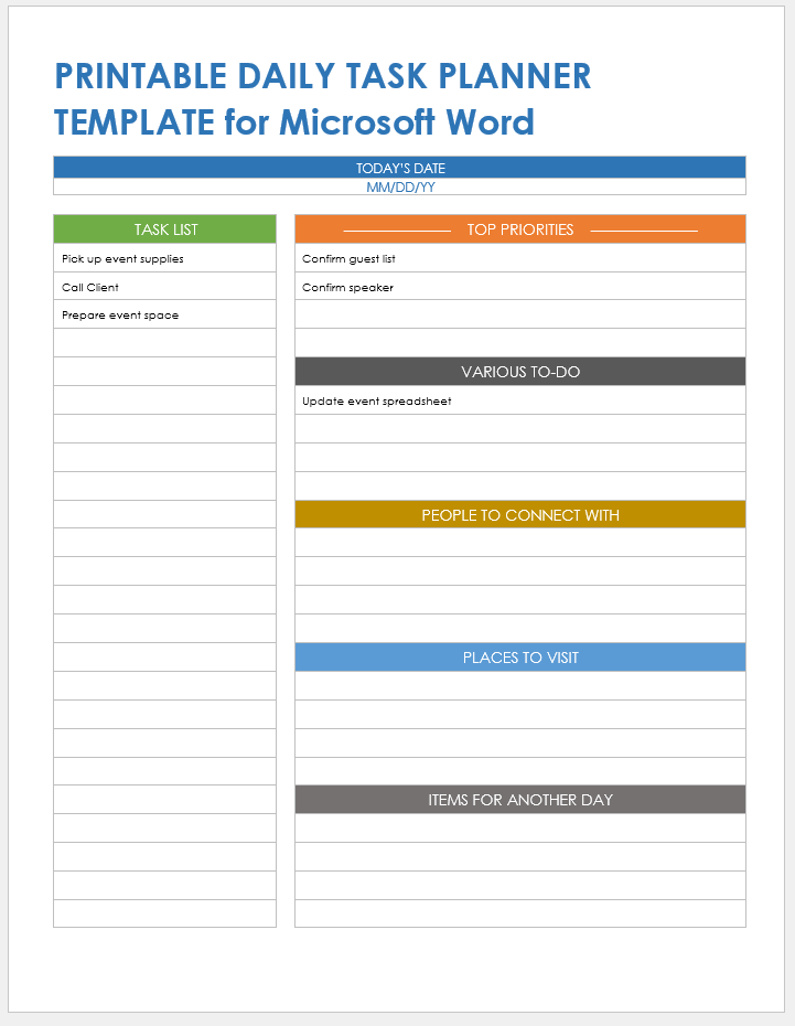 Microsoft Word To Do List Template
