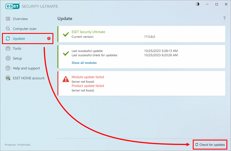 Eset Endpoint Antivirus Modules Update Failed