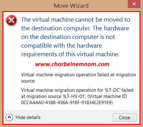 The Hardware On The Destination Computer Is Not Compatible