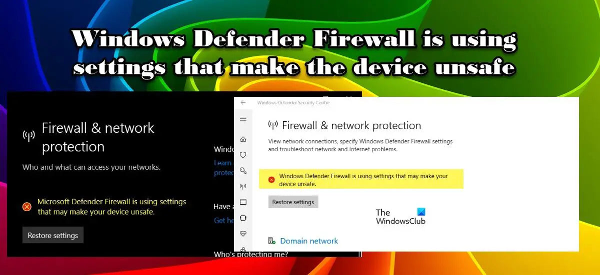 Windows Defender Firewall Is Using Settings