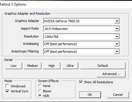 Fallout 3 Not Recognizing Graphics Card