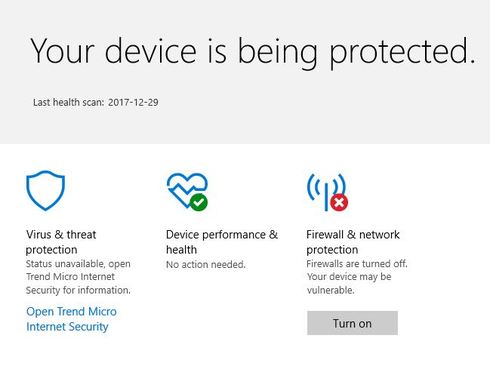 Trend Micro Personal Firewall Is Turned Off