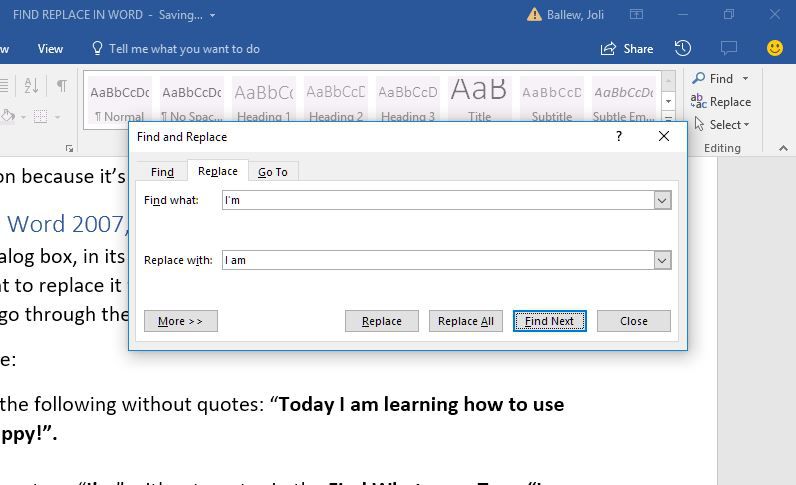 How To Replace A Word In Microsoft Word