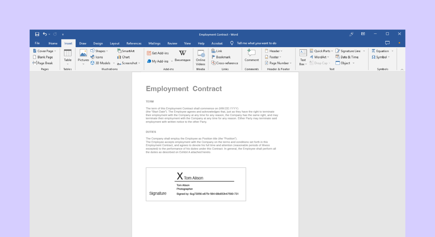 How To Electronic Signature Microsoft Word