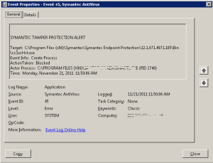 Event ID 45 Symantec Antivirus