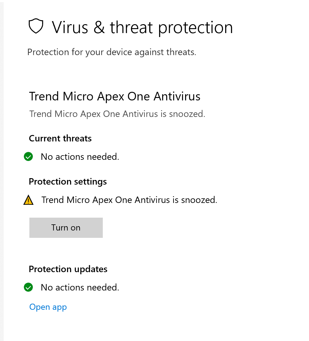 Trend Micro Apex One Antivirus Is Snoozed