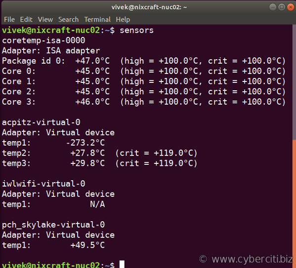 CPU Temperature Monitor Ubuntu 22.04