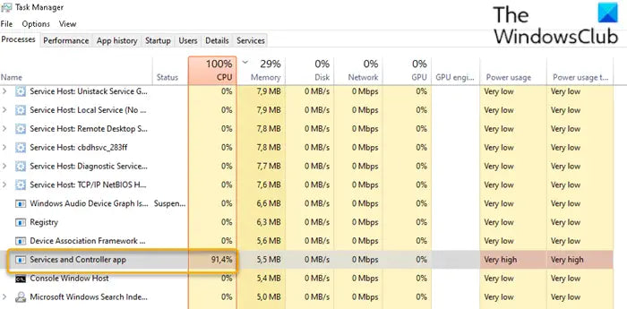 Services And Controller App High CPU Windows 10