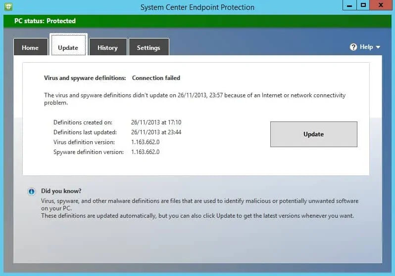 Antivirus System Center Endpoint Protection