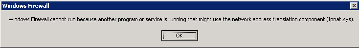 Windows Firewall Cannot Run Because Another Program Ipnat Sys