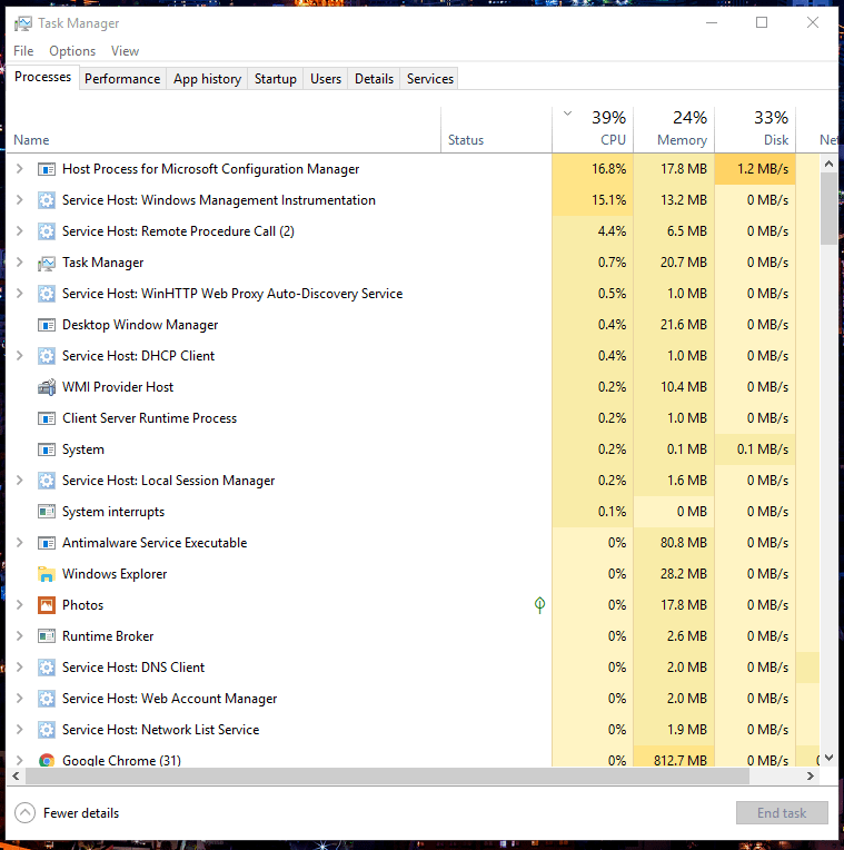 Host Process For Microsoft Configuration Manager High CPU