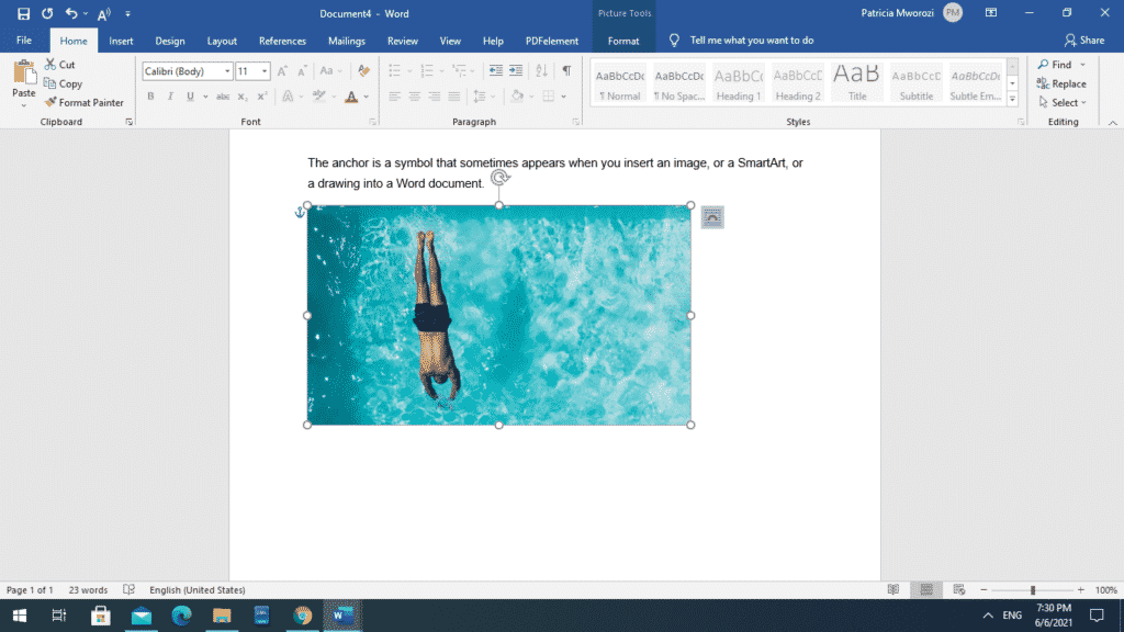 What Does The Anchor Mean In Microsoft Word