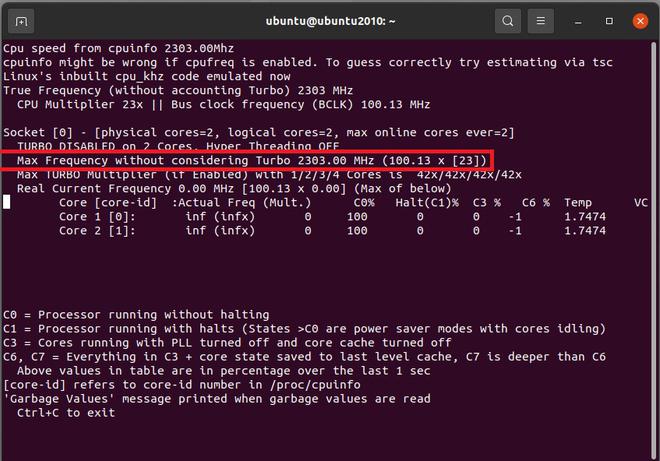 Linux Get Current CPU Frequency