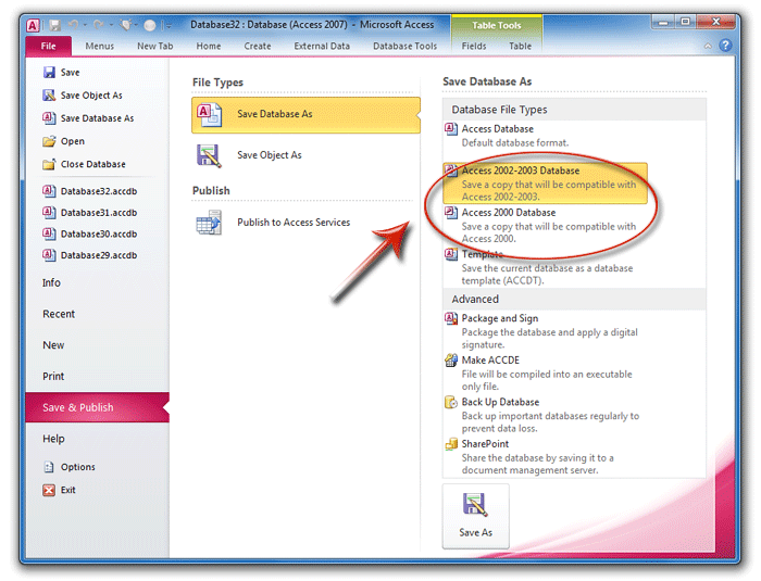 How To Save Microsoft Access Files