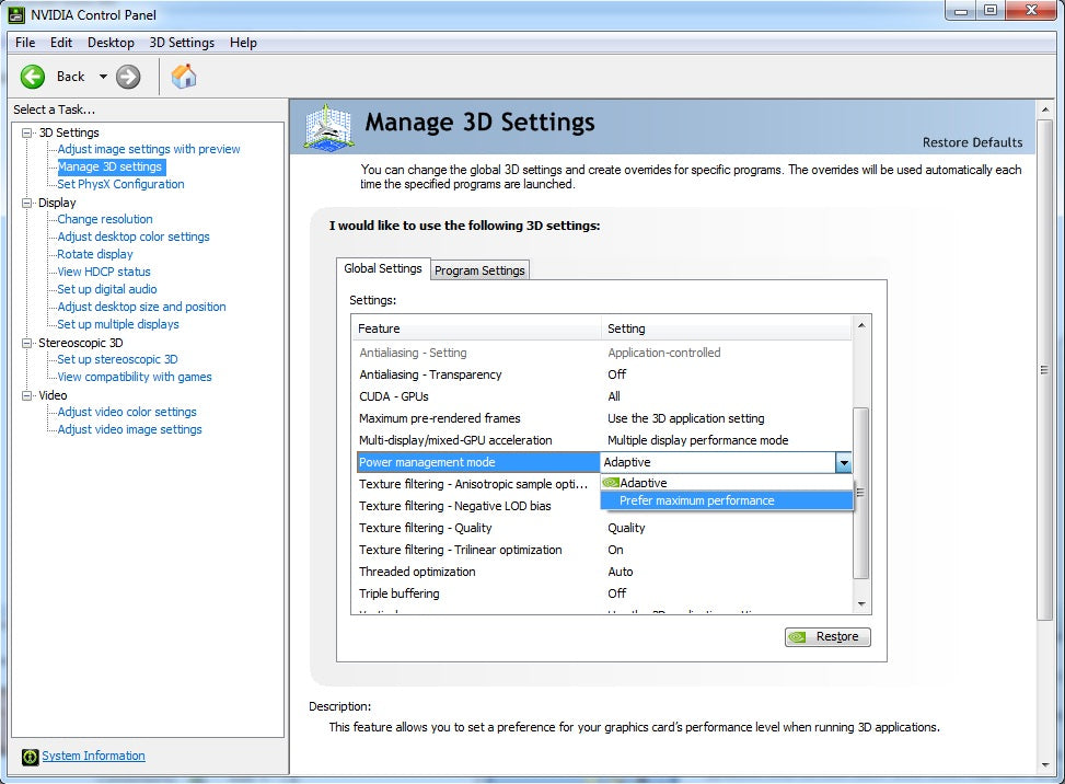 How To Set Graphics Card To High Performance