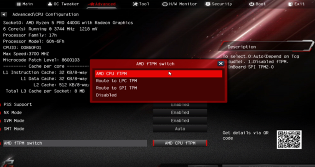 Amd CPU Ftpm Enable Or Disable