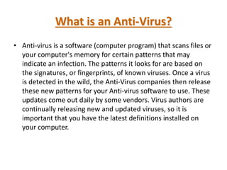 Short Note On Antivirus Software