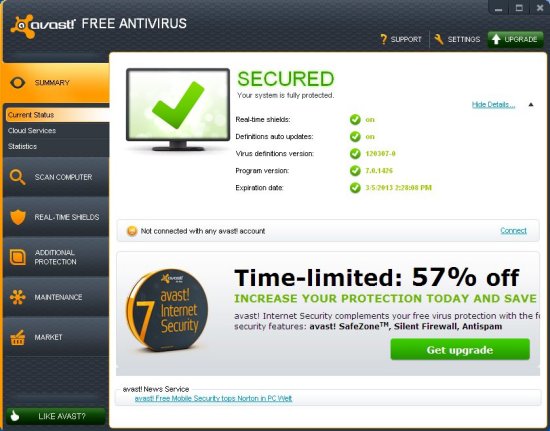 Avast Free Antivirus 7.0