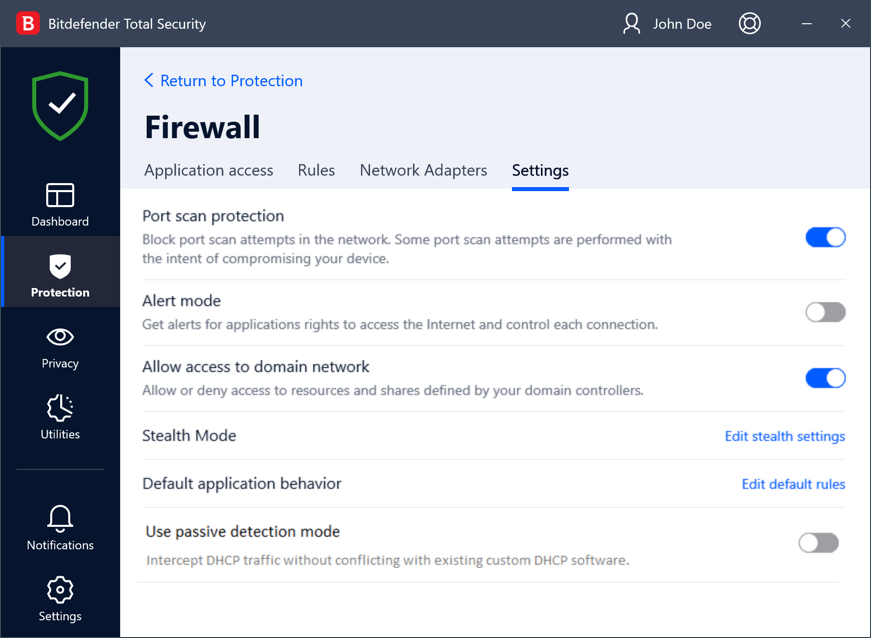 How To Change Bitdefender Firewall Settings