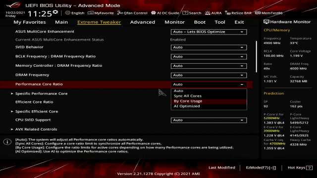 CPU Core Ratio Sync All Cores Or Auto