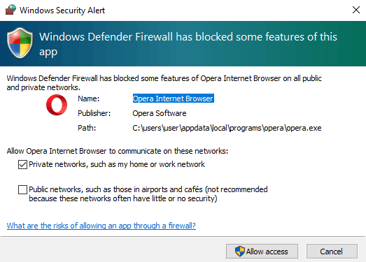 Windows Defender Firewall Has Blocked Some Features Of This App