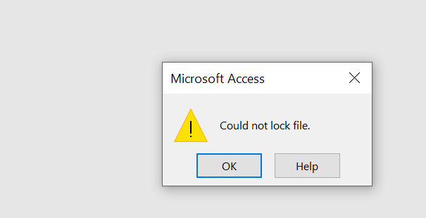 Microsoft Office Access Could Not Lock File