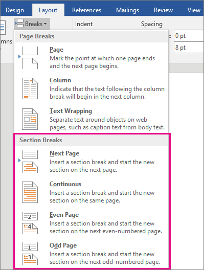 Microsoft Word How To Page Break