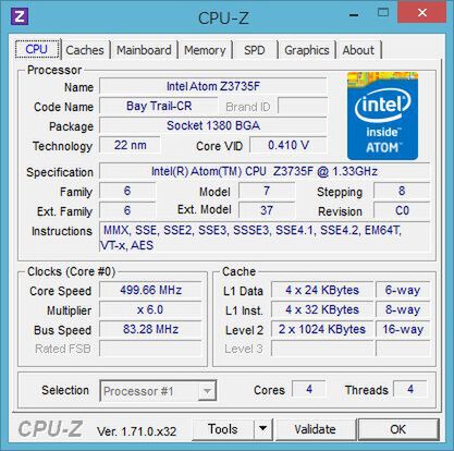 Intel R Atom TM CPU Z3735f 1.33 Ghz