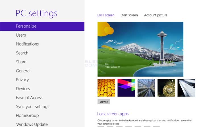 How To Lock Screen Windows 8