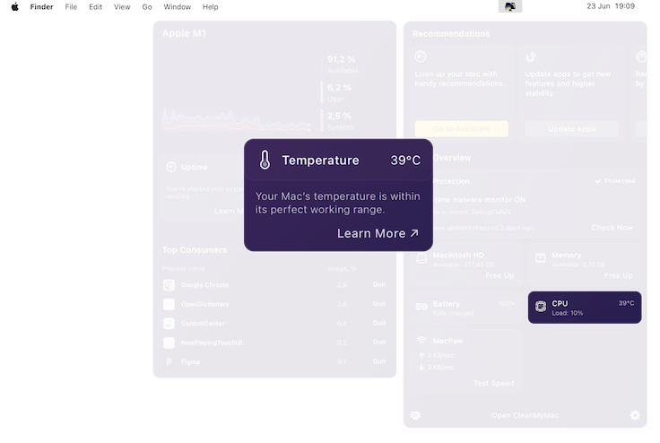 Clean My Mac CPU Temperature