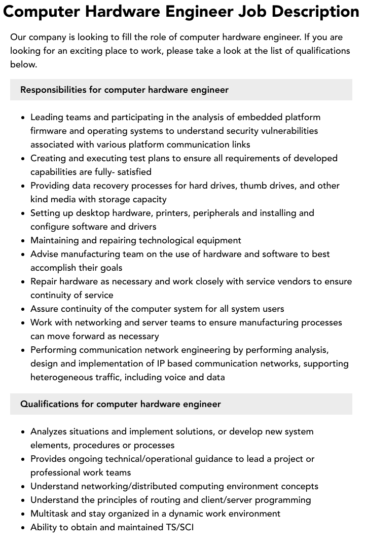 Computer Hardware Engineer Overview Computer Hardware Engineer Job Description How To Become A Hardware