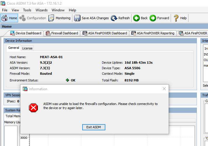 Asdm Is Temporarily Unable To Contact The Firewall