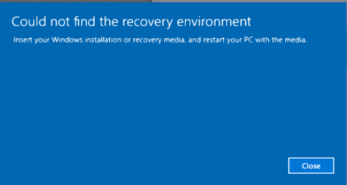 Windows 10 Could Not Find The Recovery Environment