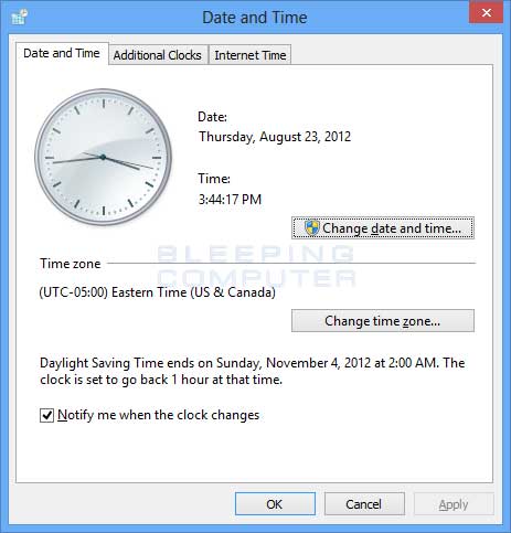 How To Change Time In Windows 8