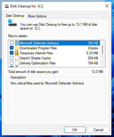 Disk Cleanup Microsoft Defender Antivirus