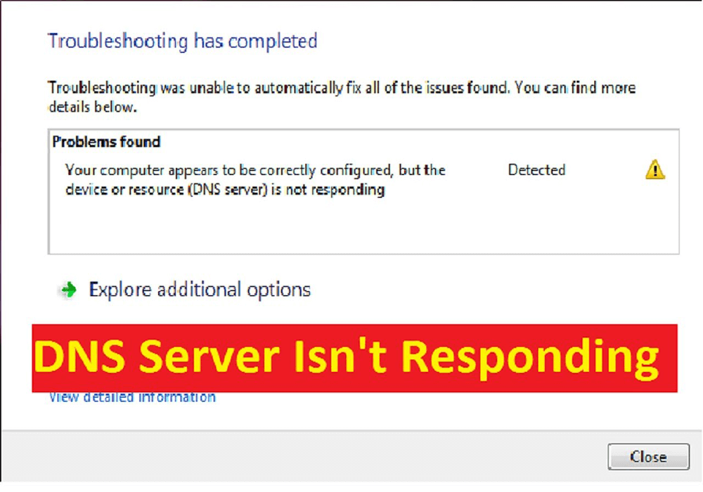 DNS Server Is Not Responding Windows 8