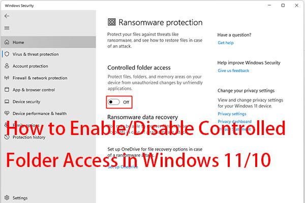 How To Turn Off Controlled Folder Access Windows 11