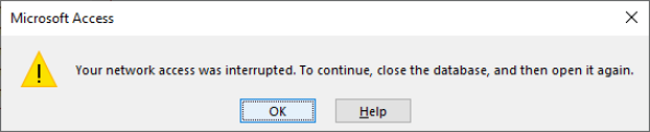 Your Network Access Was Interrupted Microsoft Access
