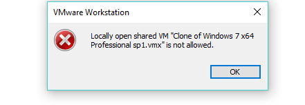 Vmware Workstation Locally Open Shared Vm Is Not Allowed