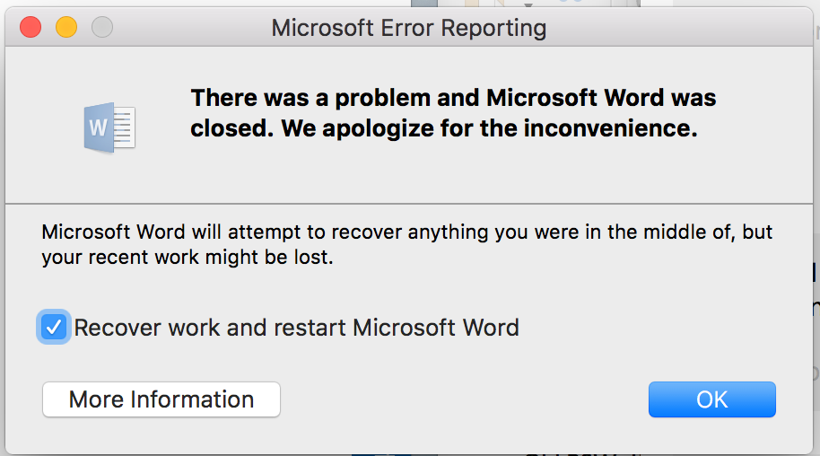 There Was A Problem With Microsoft Word Mac